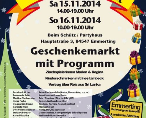 Plakat im Format A3 - auf der Vorderseite sind alle Informationen und die Aussteller aufgelistet